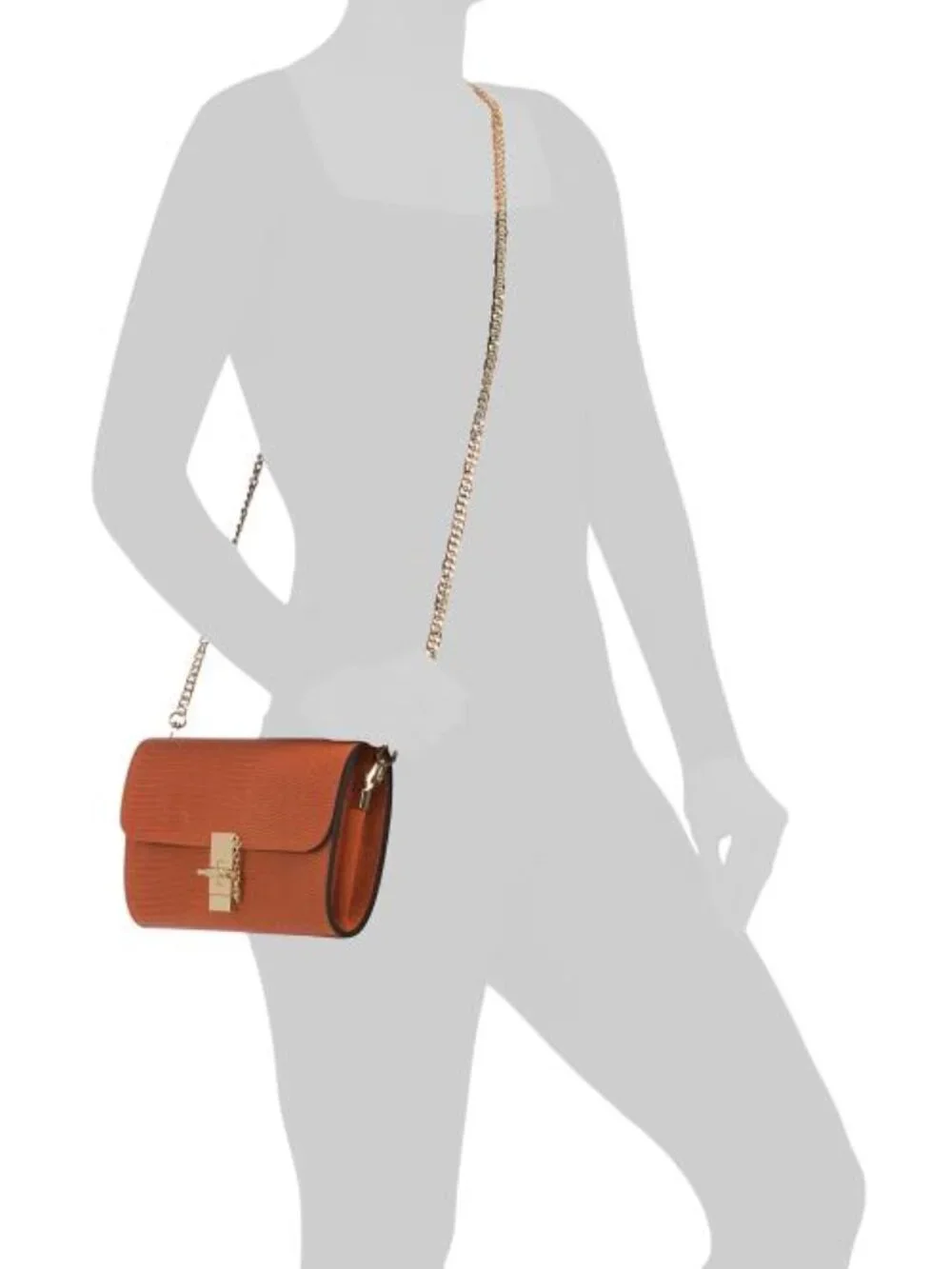 VIOLA CASTELLANI Made In Italy Leather Bar Turnlock Lizard Clutch